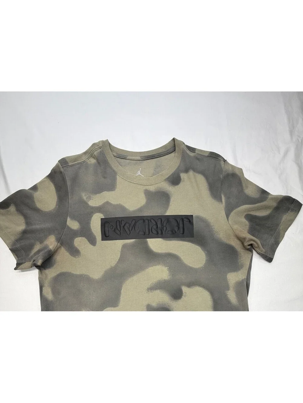 Jordan Men's T-Shirt Camouflage Short Sleeve Crew Neck Cotton Size Large Green